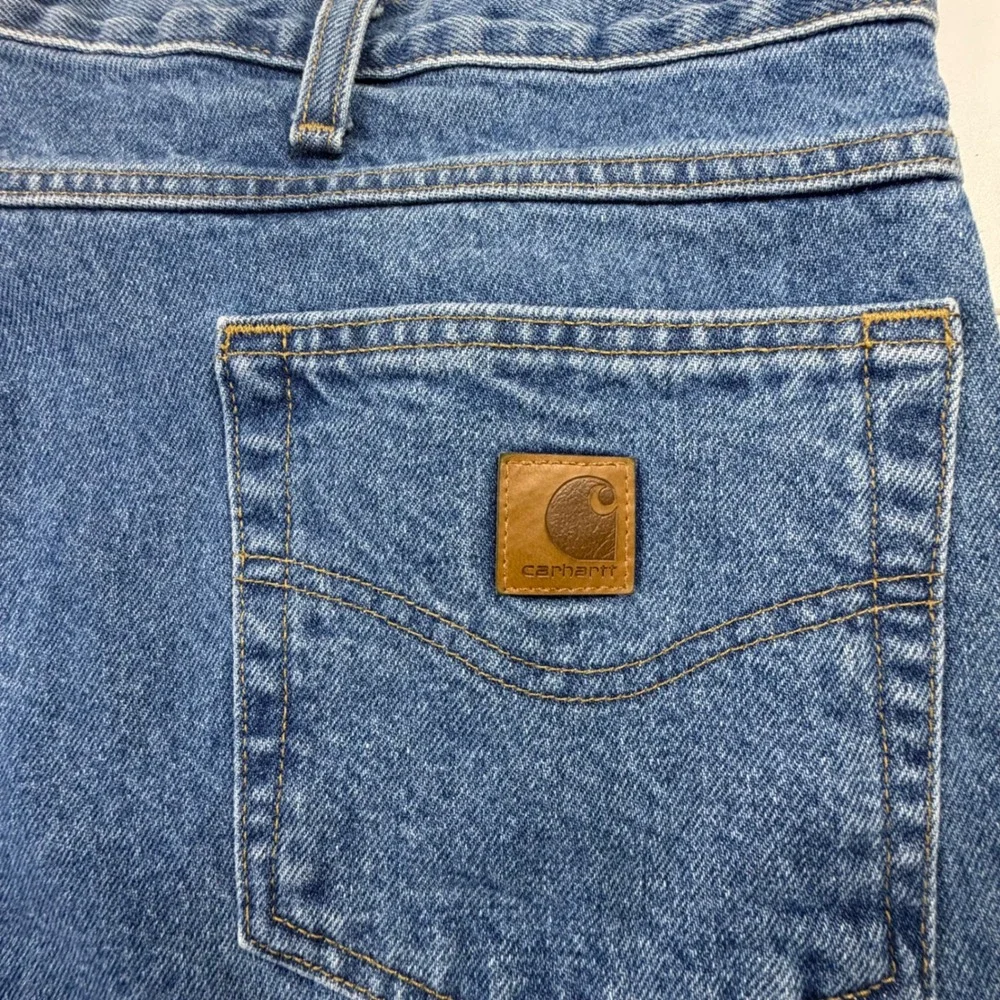 Carhartt Tapered Leg Jeans Mens 46x34 Blue B18 STW Straight Traditional Fit